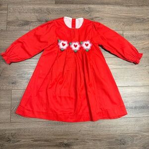 Eliza James Red Floral Heart Appliqué Kids Dress